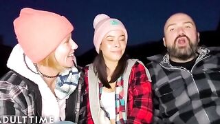 Hot polyamorous threesome in the woods with amazing POV action