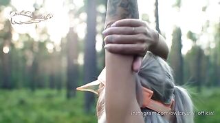 A babe got lost while jogging in the forest and had to show her boobs to a neighbor