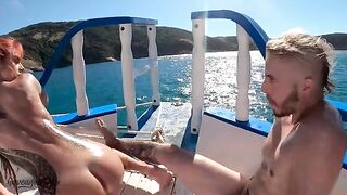 Public sex of the gorgeous couple on a boat was observed by a voyeur
