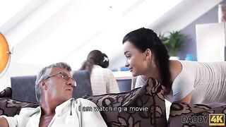 Old guy fucked his son’s GF, ending with a facial