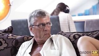 Old guy fucked his son’s GF, ending with a facial