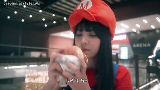 Exhibitionist sex with Princess Peach in the cinema, a thrilling Super Mario twist!