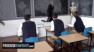 Teacher Valentina Nappi fucked by three students in class