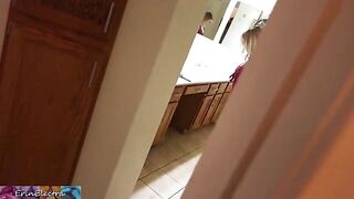 A stepson gets caught masturbating while watching his stepmom get ready for bed