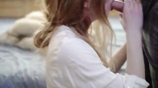 A hot girl fucks a huge dildo and comes with cum
