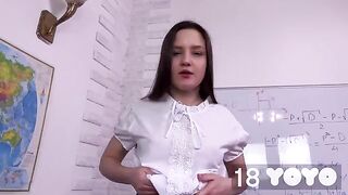 A girl came to the exam with a dildo in her pussy, showcasing real passion