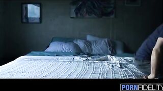 The red-haired beauty Lacy Lennon gets her pussy railed in a steamy scene