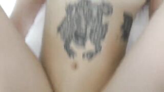 The cute girl with fake lips has sex with a stranger in her room