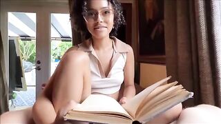 The little stepsister is a total bookworm, but she wants to try sex
