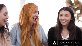 Lauren Phillips helps two virgins in a steamy threesome setup