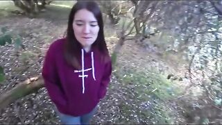Sex in the garden with a pretty brunette and her boyfriend is too hot to stop