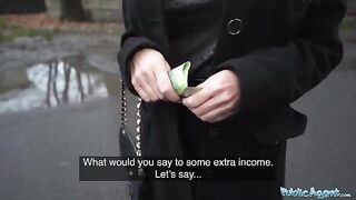 A blonde MILF teacher with a stunning figure gets fucked in public for cash