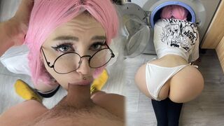 My stupid stepsister got her head stuck in the washing machine and I pulled my cock out