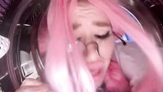 My stupid stepsister got her head stuck in the washing machine and I pulled my cock out
