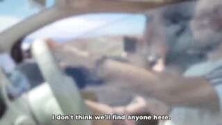 The guy is fucking with his cock in the yard and a passing woman cuts him off