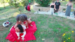 Sex on the meadow with a stranger, amazing creampie finish!