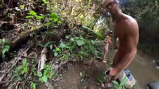 The couple fucked in the jungle river, it was a very hot fuck