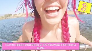 A foreign girl exposed herself on the beach, but she's married