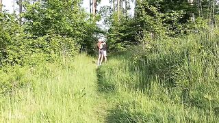 Babe fucked deeply and roughly in the forest by a risk-taking couple