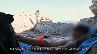 A girl was jerking off publicly and helped me cum on the Handjob Slut Beach