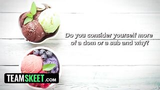 A cute and sweet interview with Jewelz Blu, ending with a hot cumshot
