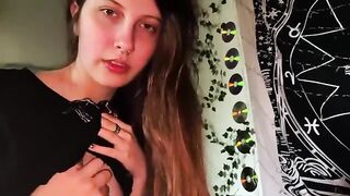 Russian stepsister sucks her boyfriend's cock while he plays computer