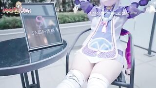 Massage girl Qiqi has thick thighs, man cum in pussy