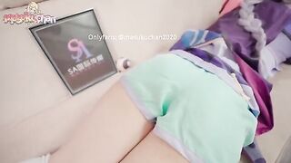 Massage girl Qiqi has thick thighs, man cum in pussy