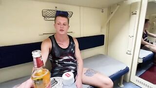 A hot fellow traveler fucked with a friend on the train