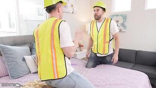 Skinny Asian gets her face covered with cum after moving to a new house