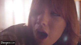 The red-haired girl is tired and exhausted, but her man is not tired of fucking