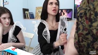 The labor teacher fucked two students right in class in a steamy scene