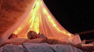Romantic sex with a view: Outdoor action and simultaneous climax
