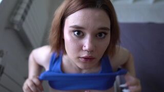 The slut swallowed all the cum of her boyfriend on her pussy