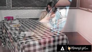 Hot MILF action with stepdaughter Chloe Surreal during a bake sale