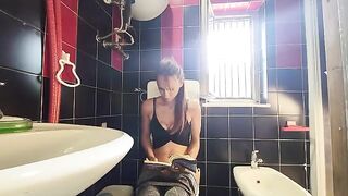 My dirty friend kicked me in the bathroom for foot fetish