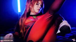 Redhead Asuka gets her pussy filled with sperm - Evangelion cosplay action