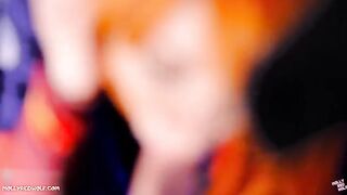 Redhead Asuka gets her pussy filled with sperm - Evangelion cosplay action