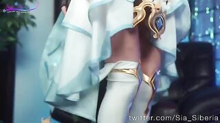 Genshin Lumine explores anal with dildo in wet pussy scene
