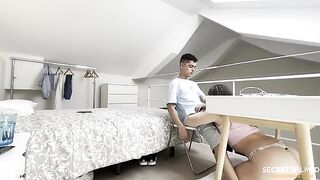 My stepsister doesn't care about my studying, she wants me to fuck her