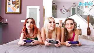 My step-sister used my PS5, so I had to fuck her and her friends