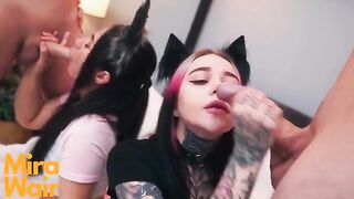 Two Kittys Get Cum In Ass Anna Batman - a hot foursome with intense action