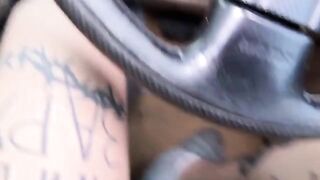 Girl was bored, so she started to masturbate in the car. The driver got excited