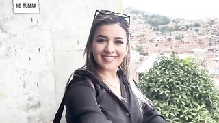 Blonde girl has sex on the cable car in her city with a guy she met online