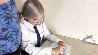 A cute girl is having sex with her nice tutor