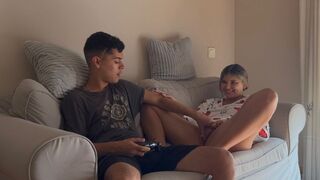 A stepsister won’t let her bro finish his video game unless they have sex
