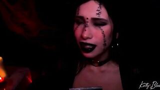 The evil witch casts a spell on a man with a big dick