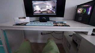 Guy uses a drone to spy on his stepsister as she masturbates