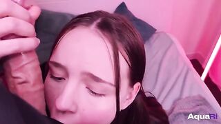 Schoolgirl swallows a cock with incredible pleasure