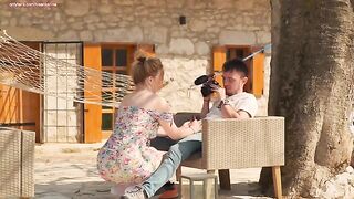 A sexy girl is fucking with her neighbor outdoors